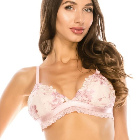 Floral lace with embroidery bralette - Picture 6 of 8